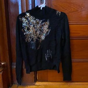 Anthropologie Knitted & Knotted Sequin Sweater